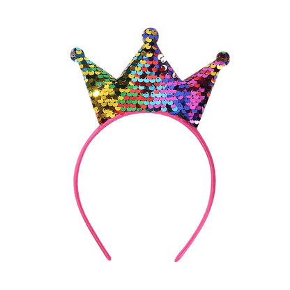 Sparkling Sequin Headband for Girls - Birthday Crown Hair Accessory for Festivals and Parties