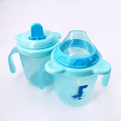 250ml Baby Spill Resistant Cup Toddler Bite Resistant Cup BPA Free Newborn Training Cup Bottle with Double Handle Duckbill Cup