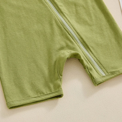 Unisex Summer Infant Romper with Short Sleeves and Zipper Closure for Newborns