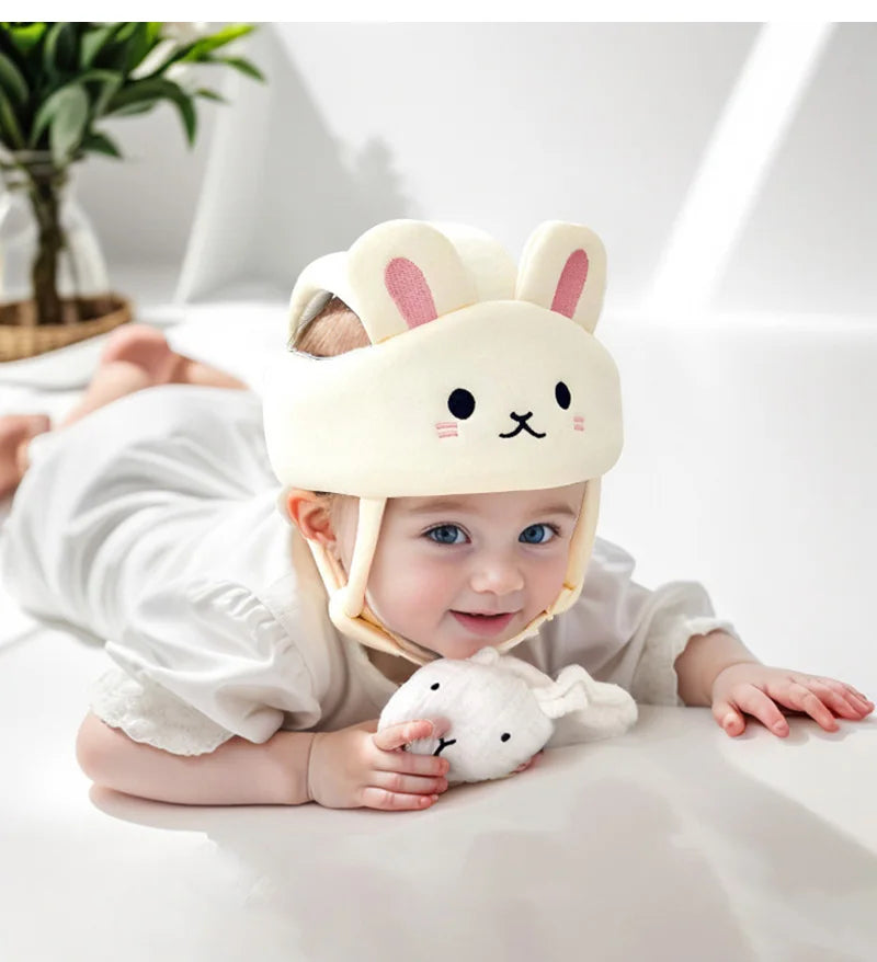 Cute Cartoon Baby Safety Helmet for Toddlers - Adjustable Anti-Fall Head Protection Cap for 0-3 Years