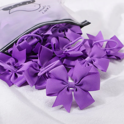 20-Color Mini Bowknot Elastic Hair Bands - 10 Pack for Girls' Ponytails and More!