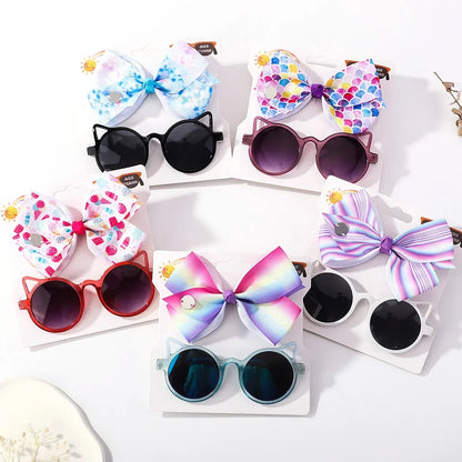 Adorable 2-Piece Newborn Hair Accessories Set - Cute Bow Headband & Bear Glasses for Infants and Kids