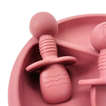 Adorable Animal-Themed Silicone Mini Utensils Set for Baby - 2pcs Fork and Spoon Feeding Essentials