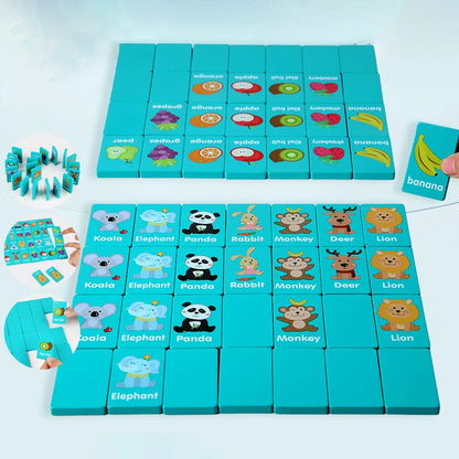 Wooden Animal Memory Matching Game - Educational Solitaire Puzzle for Kids & Family Fun