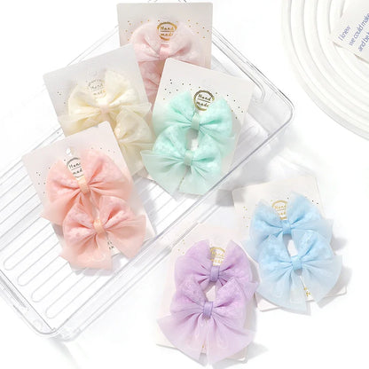 Adorable 2-Pack Mini Hair Bows for Girls - Soft Cotton Hair Clips and Barrettes