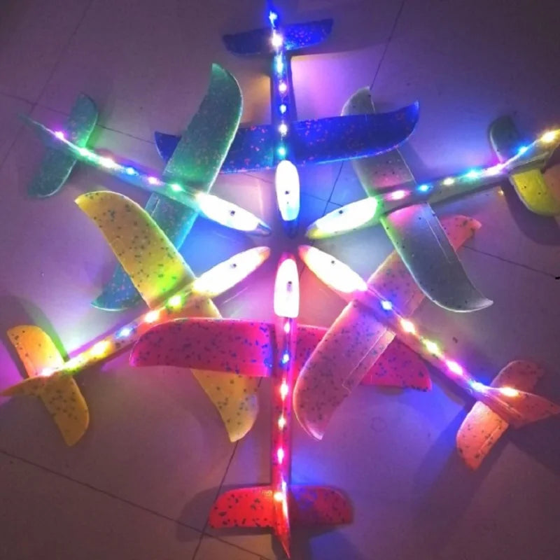 48CM LED Foam Glider Plane - Hand-Throw Flying Aircraft Model for Kids - Durable EPP Design Perfect for Outdoor Fun and Parties
