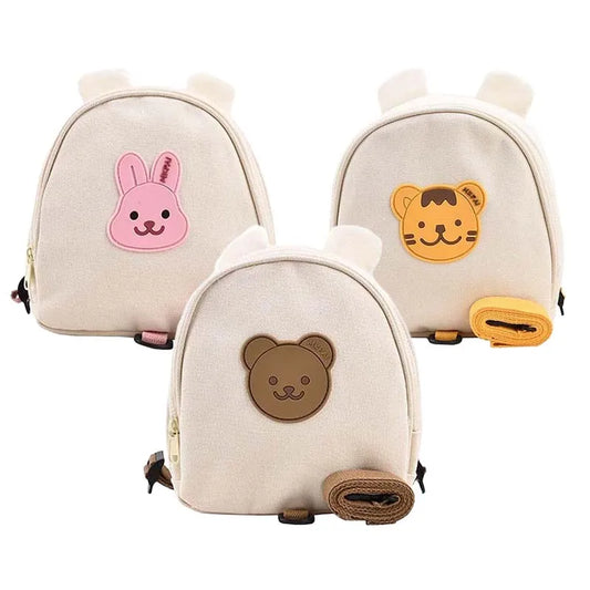 Adorable Cartoon Bear Anti-Lost Baby Backpack for Kindergarten Kids - Canvas Harness School Bag for Boys and Girls