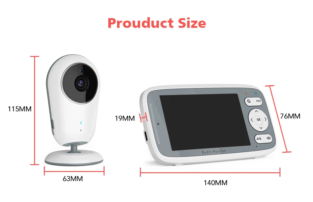 4-Inch HD Video Baby Monitor with 3X Digital Zoom, Two-Way Audio, Auto Night Vision, and Temperature Monitoring - Model VB615