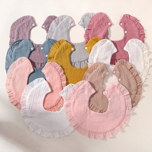 Adorable Ruffle Baby Bibs & Burp Cloths Set - Soft Feeding Accessories for Newborns in 3 Styles