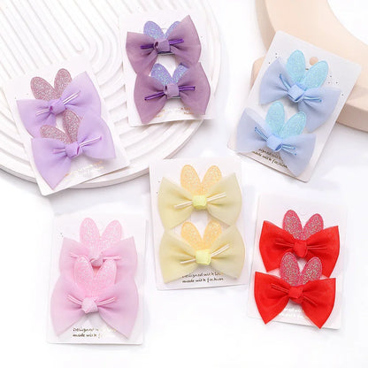 Adorable 2-Pack Mini Hair Bows for Girls - Soft Cotton Hair Clips and Barrettes