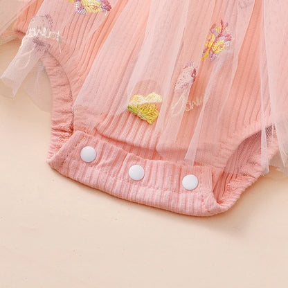Adorable Baby Girls Floral Ruffled Long Sleeve Romper Dress with Headband Set for Newborns
