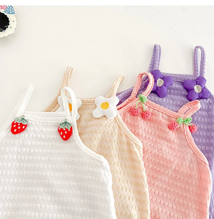 Adorable Summer Sleeveless Romper for Baby Girls - Cute Cotton One-Piece with Suspenders