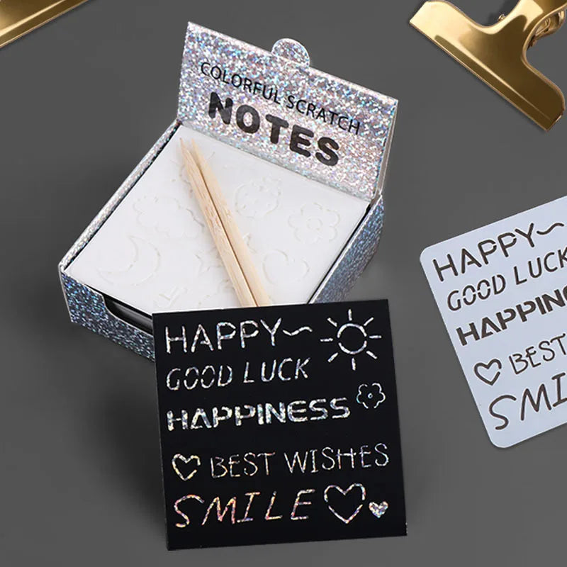 Rainbow Scratch Art Set - 100 Mini Notes for Kids' Creative DIY Fun and Learning