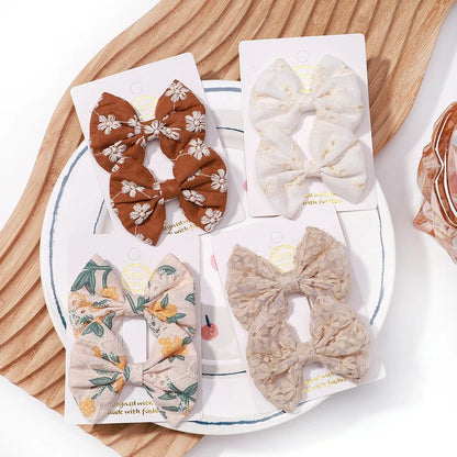 Adorable 2-Pack Mini Hair Bows for Girls - Soft Cotton Hair Clips and Barrettes