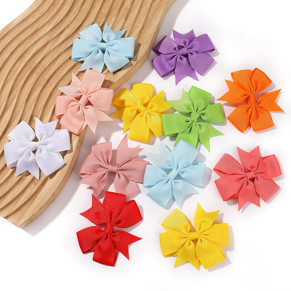 Vibrant Grosgrain Ribbon Hair Bow Clips for Girls - Colorful Hair Accessories for Kids