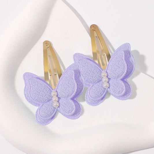 2-Pack Handmade Girls Butterfly Hair Clips - Stylish Headwear for Kids and Babies, Perfect for Parties and Everyday Use