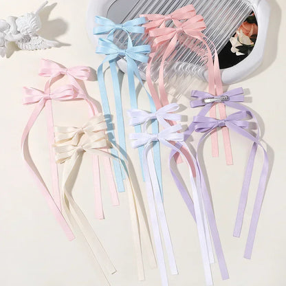 2PCS Adorable Long Tassel Bow Headbands for Girls - Cute Hair Accessories for Parties and Daily Wear