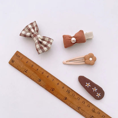 8-Piece Cute Floral Hair Clip Set for Baby Girls - Kawaii Bows and Accessories for Ponytails and Headwear