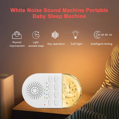 Portable Baby Soothing Sound Machine with 24 Natural Sounds and Gentle Breathing Light for Sleep and Relaxation