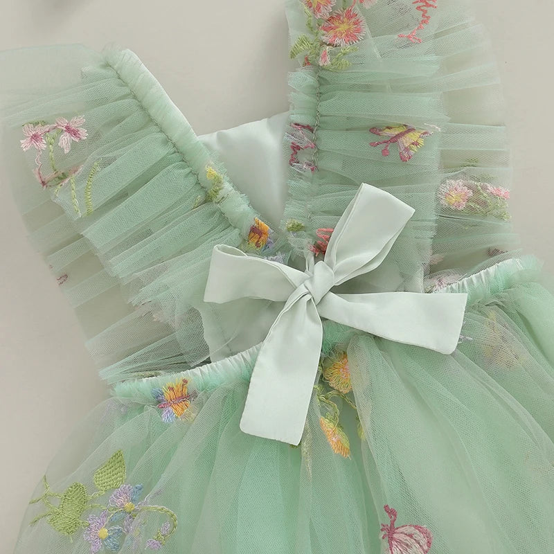 Adorable Baby Girls Floral Embroidery Jumper Dress with Matching Headband - Summer Casual Outfit