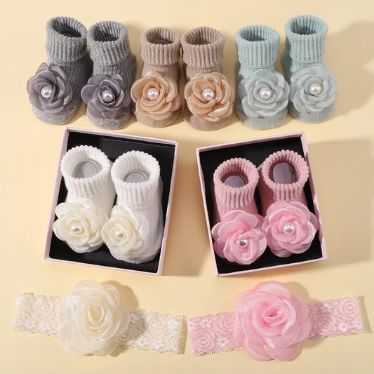 Adorable Infant Cartoon Socks and Headband Set for Newborns - Non-Slip, Breathable, Perfect for Photos and Gifts
