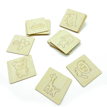 20-Piece Montessori Drawing Stencil Set for Kids - Wooden DIY Craft Tools for Artistic Creativity