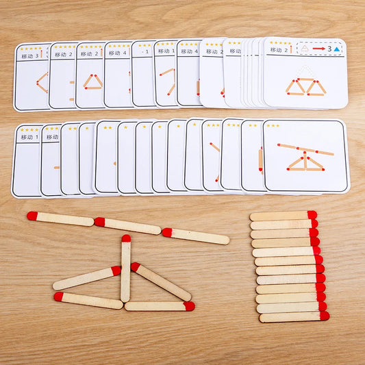 Montessori Matchstick Puzzle Game for Kids - Creative Logic Training Board Game