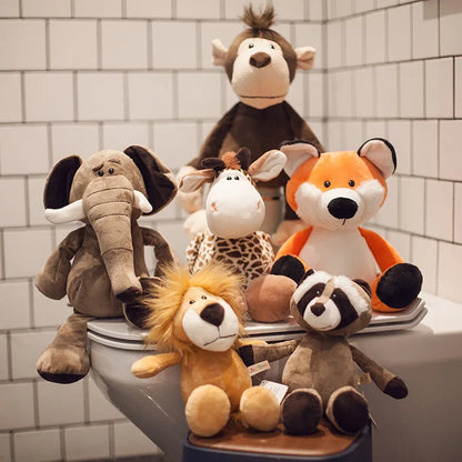Adorable Jungle Plush Animal Toys - Soft Dolls of Lion, Elephant, Tiger, Dog, Fox, Monkey, and Deer for Kids and Babies Gift