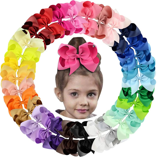 6-Inch Handmade Grosgrain Ribbon Hair Bows with Clips for Girls – Stylish Large Hairpins, Boutique Barrettes, and Kids' Accessories
