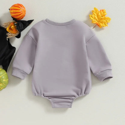 Adorable Halloween Ghost Skull Print Bodysuit for Baby Girls and Boys - Long Sleeve Autumn Jumpsuit