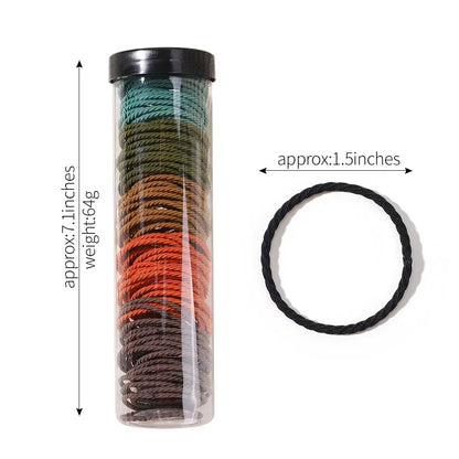 100Pcs/Box Colorful Elastic Hair Ties and Scrunchies for Girls - Handmade Hair Accessories