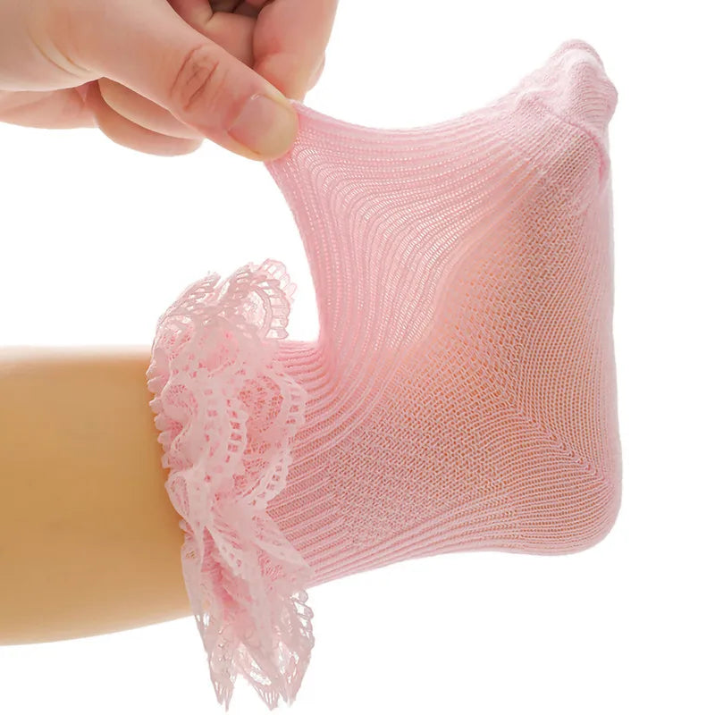Adorable RUEWEY Frilly Lace Baby Socks for Newborn Girls – Perfect for Baptism and Everyday Wear