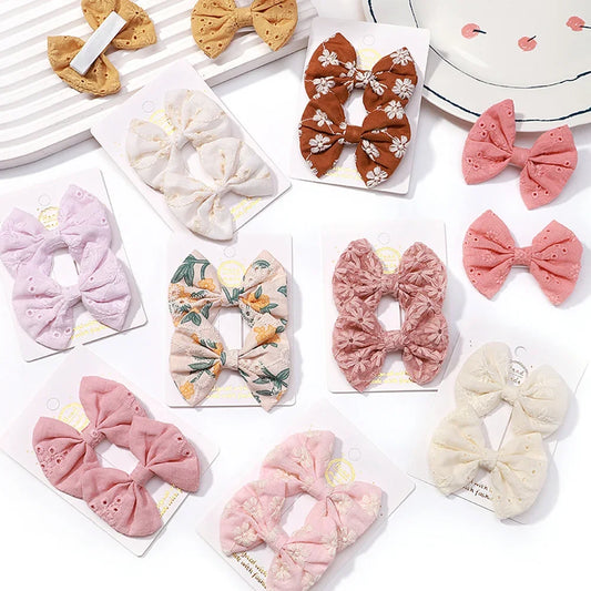 Adorable 2-Pack Mini Hair Bows for Girls - Soft Cotton Hair Clips and Barrettes