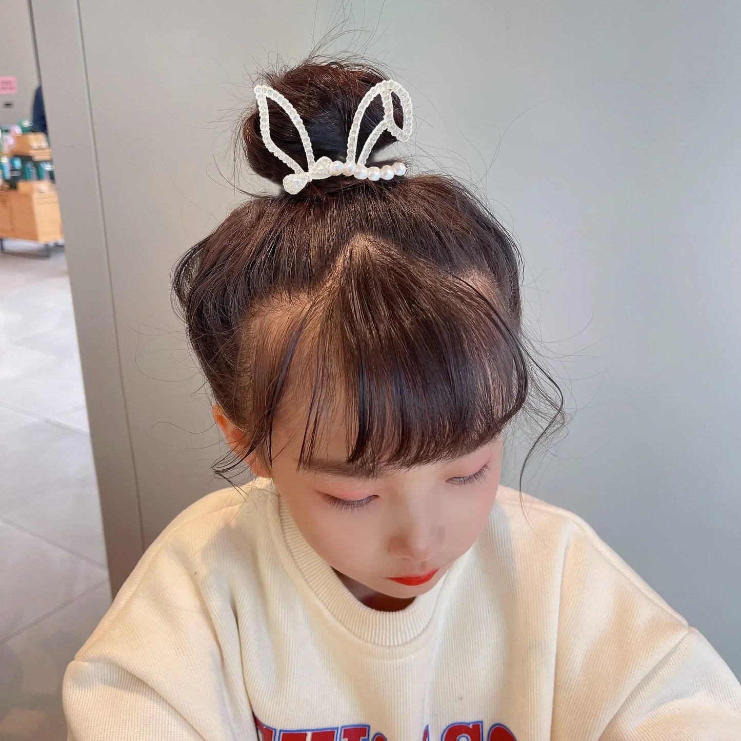 Whimsical Angel Wing Animal Ears Hair Clip with Tassel and Pearl Accents for Kids and Women