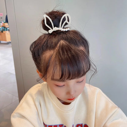 Whimsical Angel Wing Animal Ears Hair Clip with Tassel and Pearl Accents for Kids and Women
