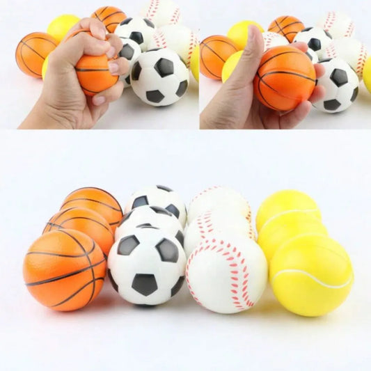 Sports-Themed Stress Relief Squeeze Ball Set - 4 Soft and Squishy Toys for Fun and Relaxation