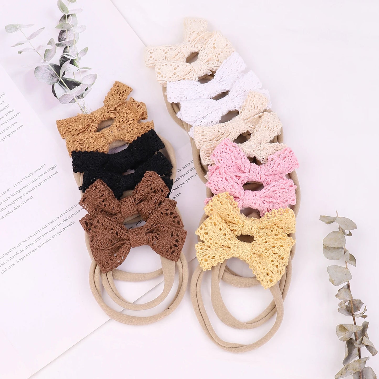 Adorable 2.7-Inch Lace Bow Baby Headbands - Perfect for Newborn Girls