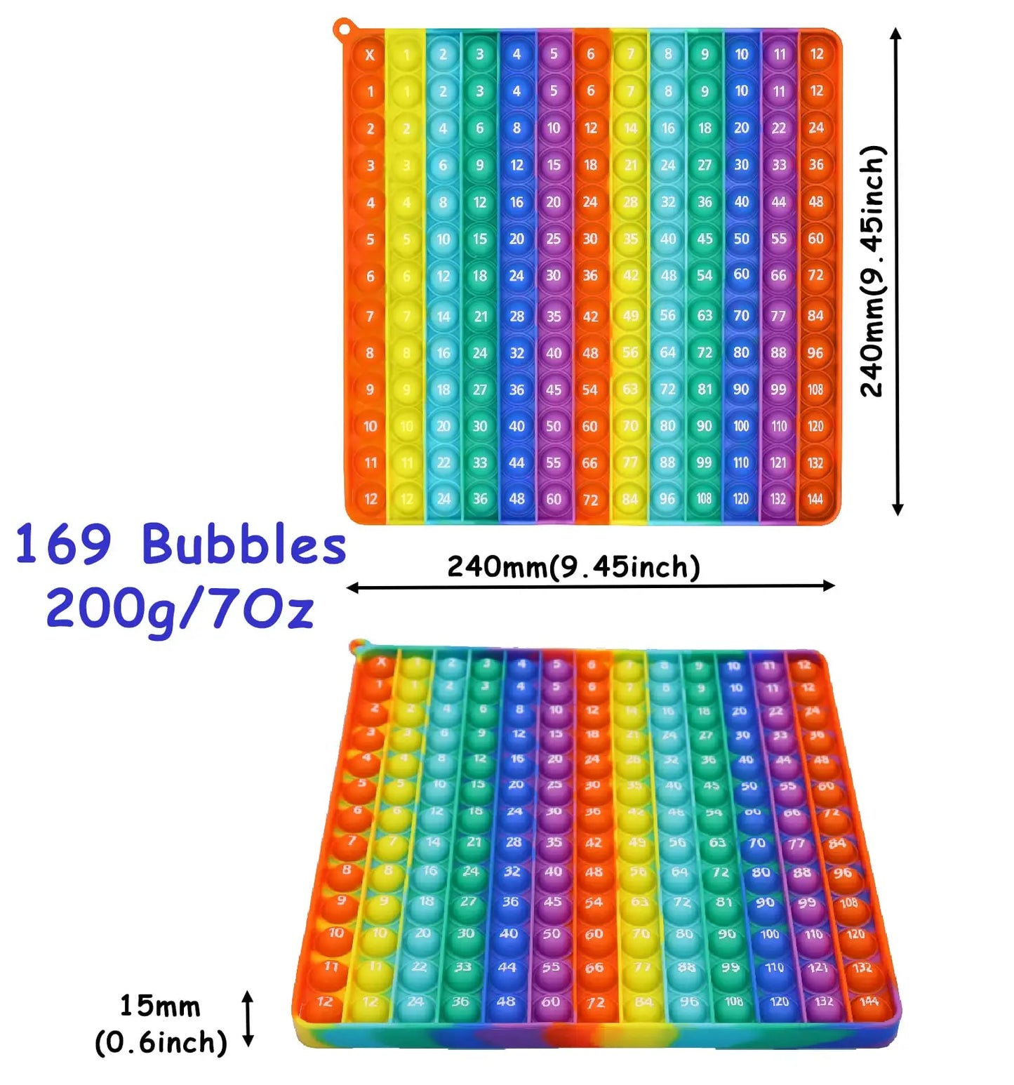 Interactive 24cm Montessori Multiplication Table Push Bubble Toy for Kids' Arithmetic Learning
