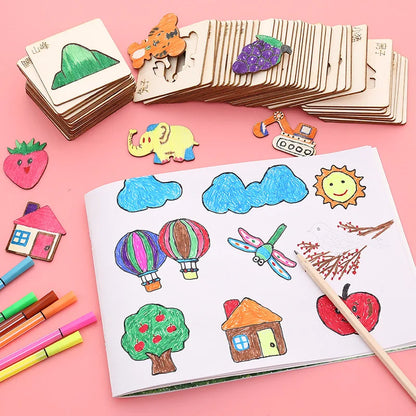 20-Piece Montessori Drawing Stencil Set for Kids - Wooden DIY Craft Tools for Artistic Creativity