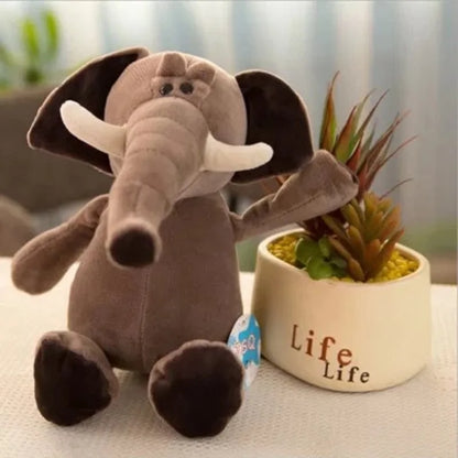 25CM Adorable Jungle Plush Dolls - Kawaii Lion, Elephant, and Monkey Stuffed Animal Toys for Kids and Babies