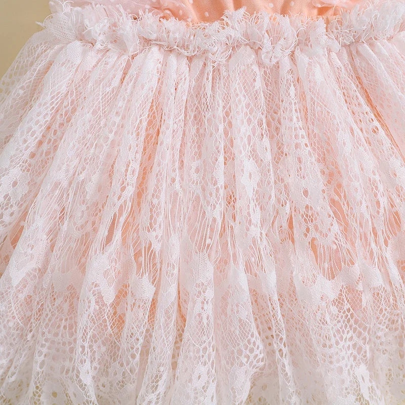 Adorable Baby Girl Summer Romper with Butterfly Embellishments and Swiss Dot Lace for Newborns