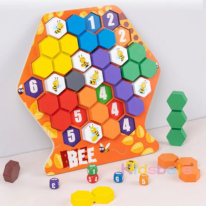 Vibrant Hexagonal Number Puzzle Set - Engaging Wooden Honeycomb Game for Kids