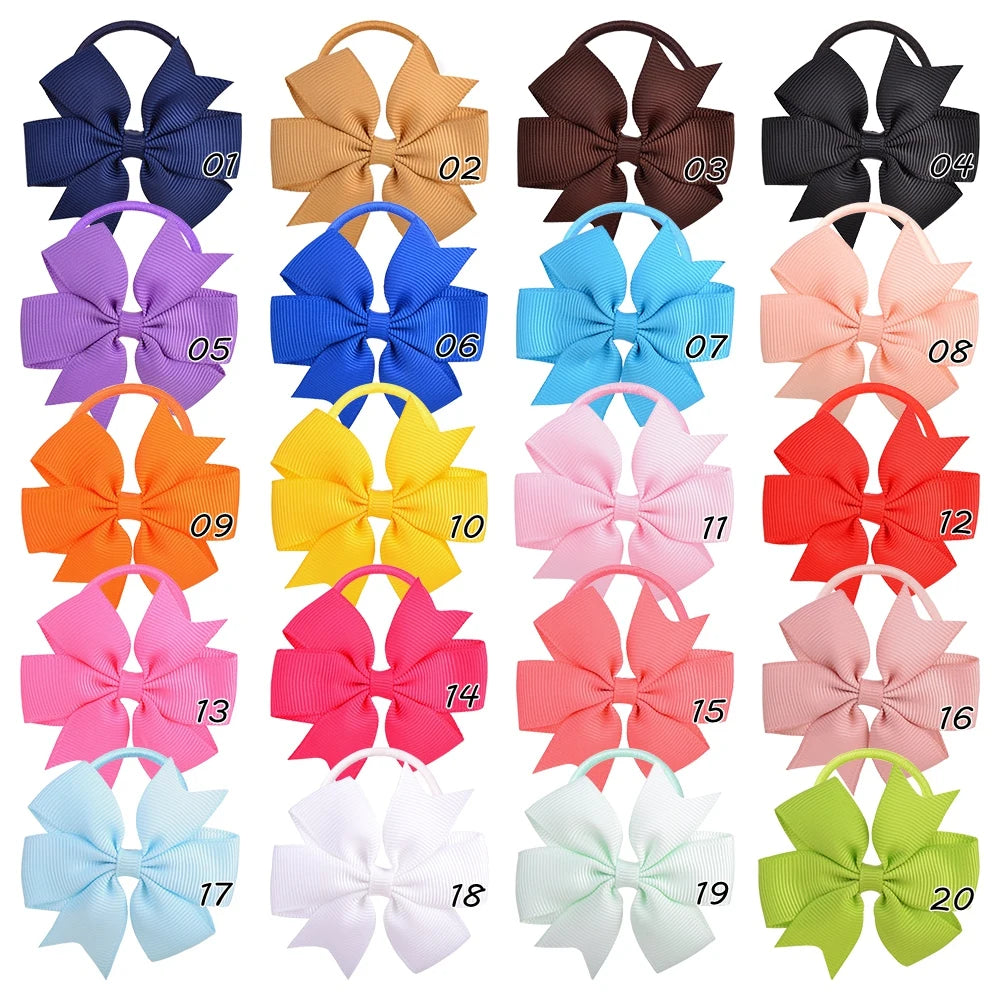 20-Color Mini Bowknot Elastic Hair Bands - 10 Pack for Girls' Ponytails and More!