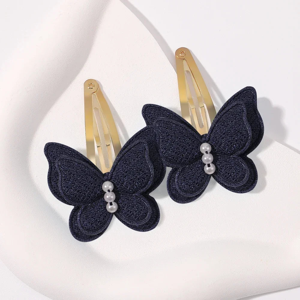 2-Pack Handmade Girls Butterfly Hair Clips - Stylish Headwear for Kids and Babies, Perfect for Parties and Everyday Use
