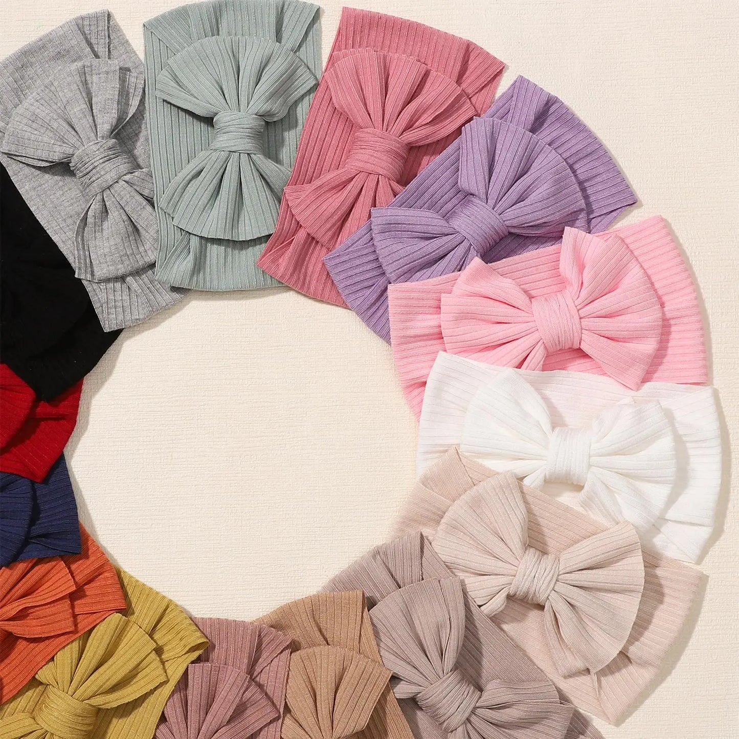 Vibrant Knit Baby Headbands with Bow - Soft Elastic Turban Accessories for Infant Girls