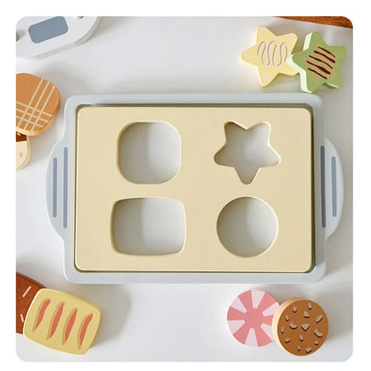 Wooden Cookie Baking Play Set for Kids - Imaginative Role Play Kitchen Toy for Boys and Girls