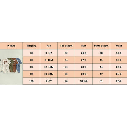 Unisex Baby Waffle Outfit Set with Letter Embroidery - Long Sleeve Sweatshirt and Elastic Waist Pants for Newborns