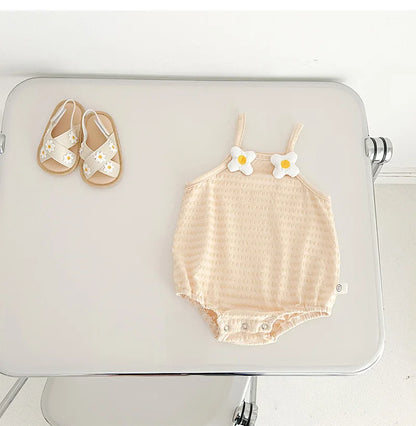 Adorable Summer Sleeveless Romper for Baby Girls - Cute Cotton One-Piece with Suspenders