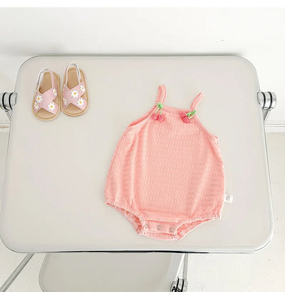 Adorable Summer Sleeveless Romper for Baby Girls - Cute Cotton One-Piece with Suspenders