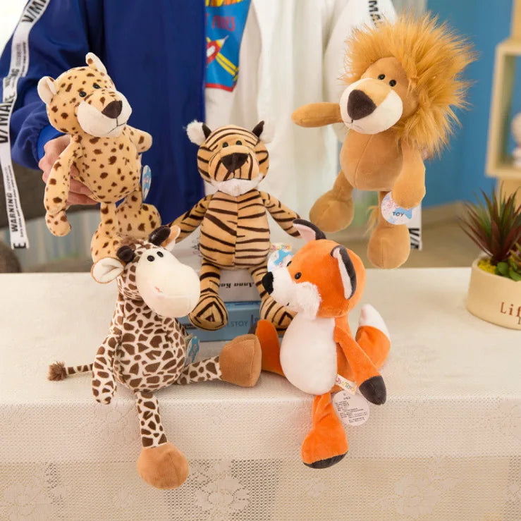 25CM Adorable Jungle Plush Dolls - Kawaii Lion, Elephant, and Monkey Stuffed Animal Toys for Kids and Babies